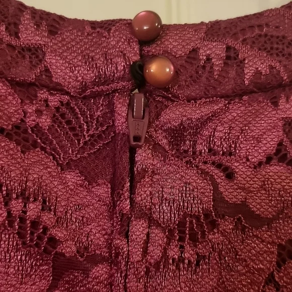 ALLY B. Girls' Burgundy Floral Tapestry lined Party Dress Size 16 - Picture 7 of 9